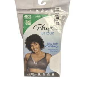 Playtex 18 Hour White Bra 4803 Size 42DD Wire Free Silky Soft Smoothing 4 Way